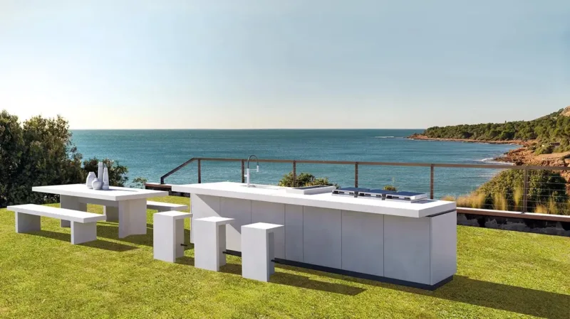 Customized outdoor kitchen.