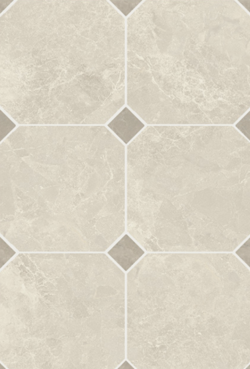 OCTAGON COSMOPOLITAN CREMA 12" x 12" with TAUPE INSERT 2" x 2"